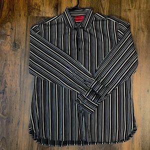 Alfani Men’s Long Sleeve Modern Fit Button Up Shirt XL Black and multicolored